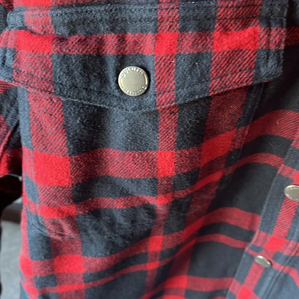 Duluth Trading Co. Navy and red flannel ShirtJac. 3XL. Worn one time - Picture 4 of 9